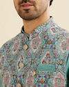 Manyavar Men Aqua Green Elegance Kurta Jacket Set