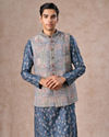 Manyavar Men Greyish Blue Kurta Jacket Set