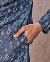 Manyavar Men Greyish Blue Kurta Jacket Set