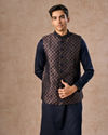 Manyavar Men Dark Blue Radiance Kurta Jacket Set