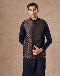 Manyavar Men Dark Blue Radiance Kurta Jacket Set