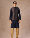 Manyavar Men Dark Blue Radiance Kurta Jacket Set