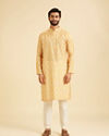 Manyavar Men Gleaming Mustard Kurta Jacket Set