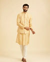 Manyavar Men Gleaming Mustard Kurta Jacket Set