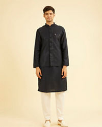 Manyavar Men Dark Blue Kurta Jacket