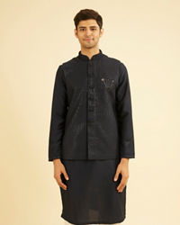 Manyavar Men Dark Blue Kurta Jacket