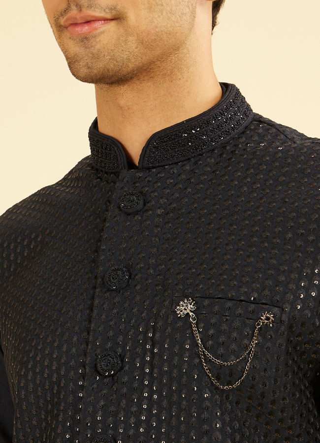 Manyavar Men Dark Blue Kurta Jacket