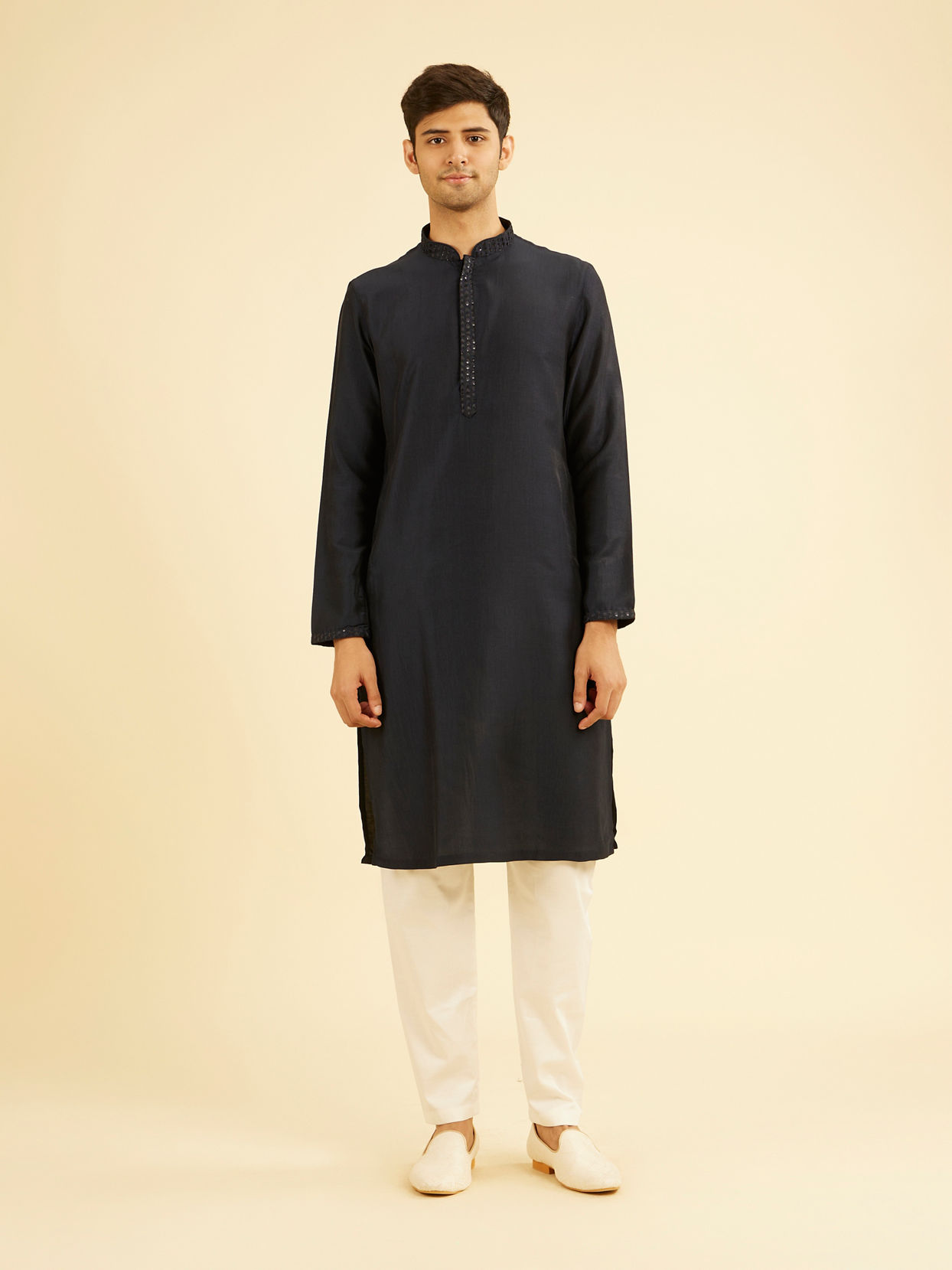 Manyavar Men Dark Blue Kurta Jacket