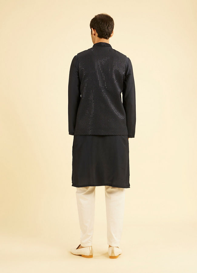 Manyavar Men Dark Blue Kurta Jacket