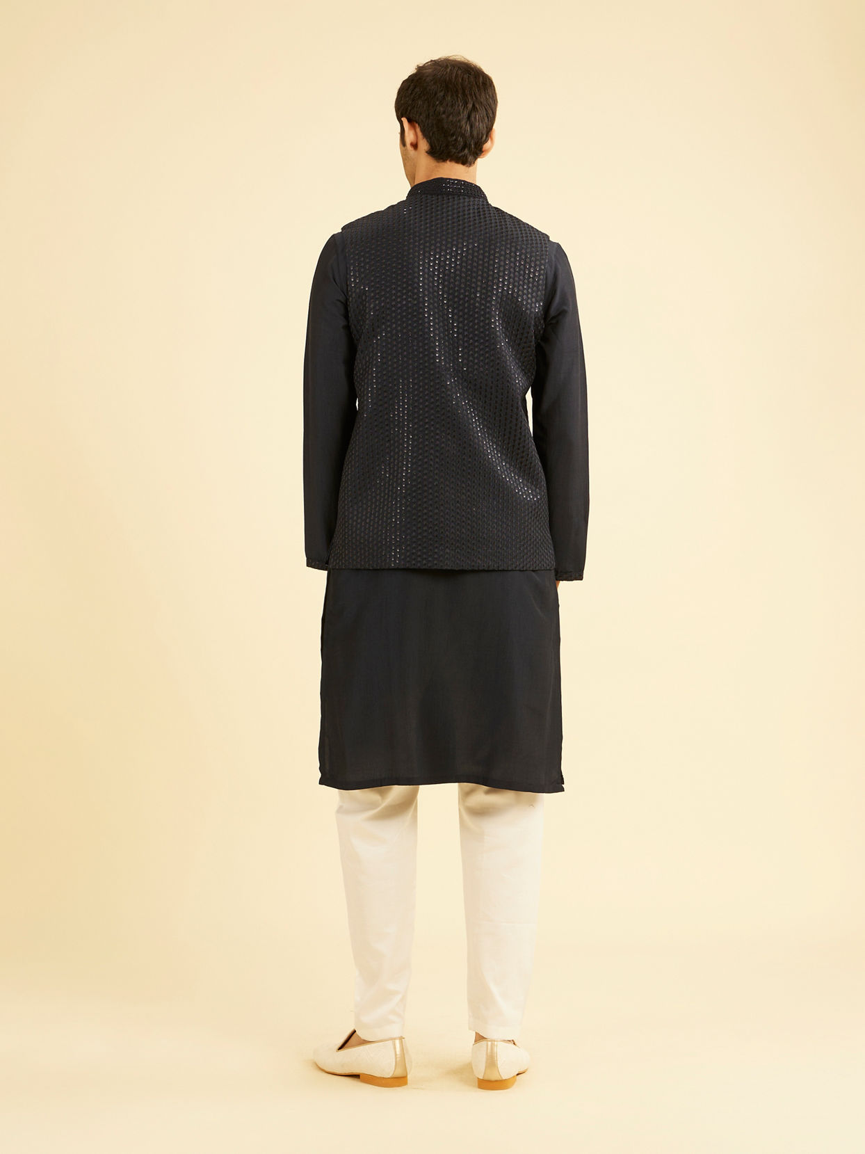 Manyavar Men Dark Blue Kurta Jacket