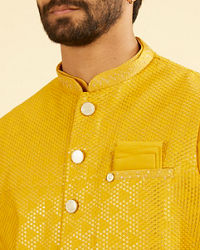 Manyavar Men Mustard Yellow Regal Kurta Jacket Set