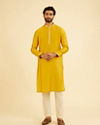 Manyavar Men Mustard Yellow Regal Kurta Jacket Set
