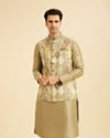 Manyavar Men Emerald Sparkle Kurta Jacket Set
