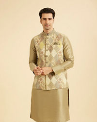 Manyavar Men Emerald Sparkle Kurta Jacket Set