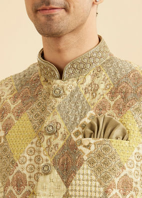 Manyavar Men Emerald Sparkle Kurta Jacket Set