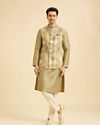 Manyavar Men Emerald Sparkle Kurta Jacket Set