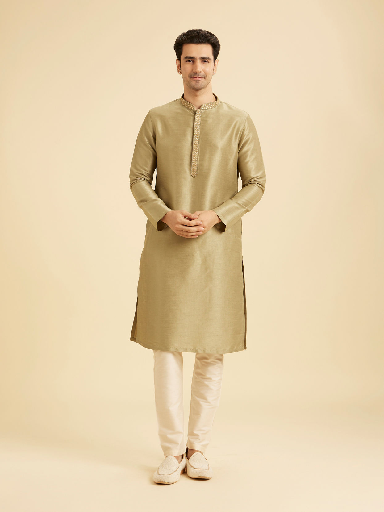 Manyavar Men Emerald Sparkle Kurta Jacket Set