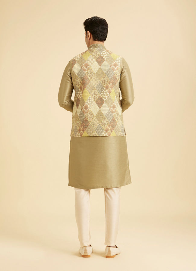 Manyavar Men Emerald Sparkle Kurta Jacket Set