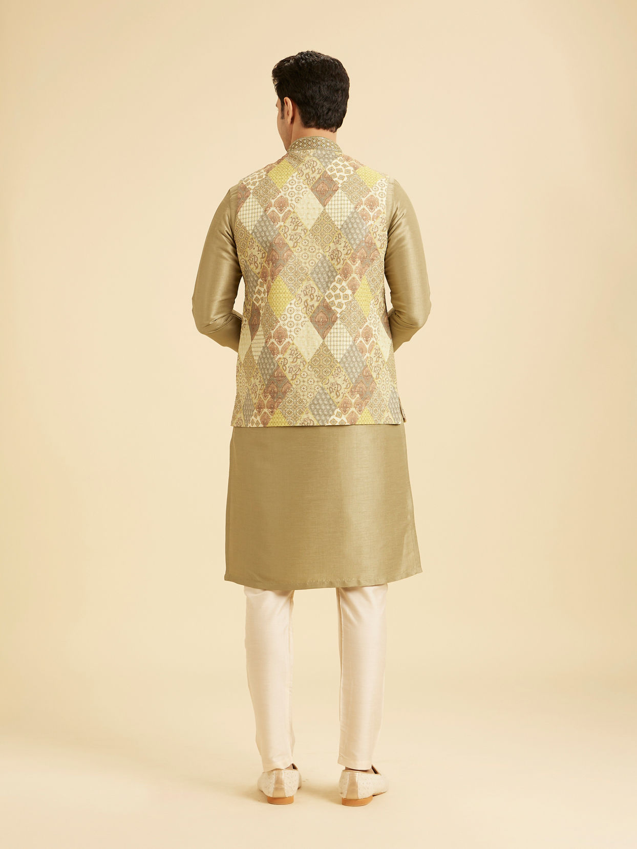 Manyavar Men Emerald Sparkle Kurta Jacket Set