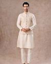 Manyavar Men Whimsical Cream Kurta Jacket Set