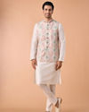 Manyavar Men Elegant Cream Kurta Jacket Set