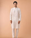 Manyavar Men Elegant Cream Kurta Jacket Set