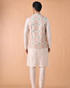 Manyavar Men Elegant Cream Kurta Jacket Set