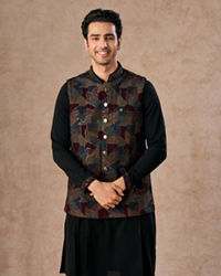 Manyavar Men Blue Elegance Kurta Jacket Set