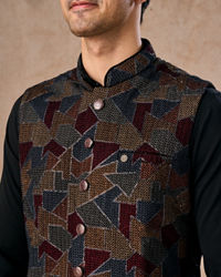 Manyavar Men Blue Elegance Kurta Jacket Set