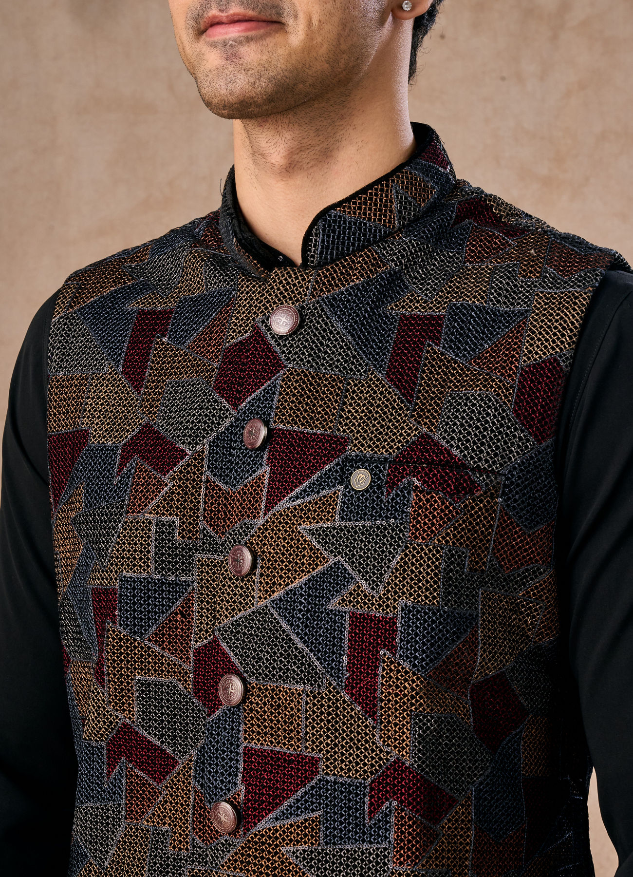 Manyavar Men Blue Elegance Kurta Jacket Set