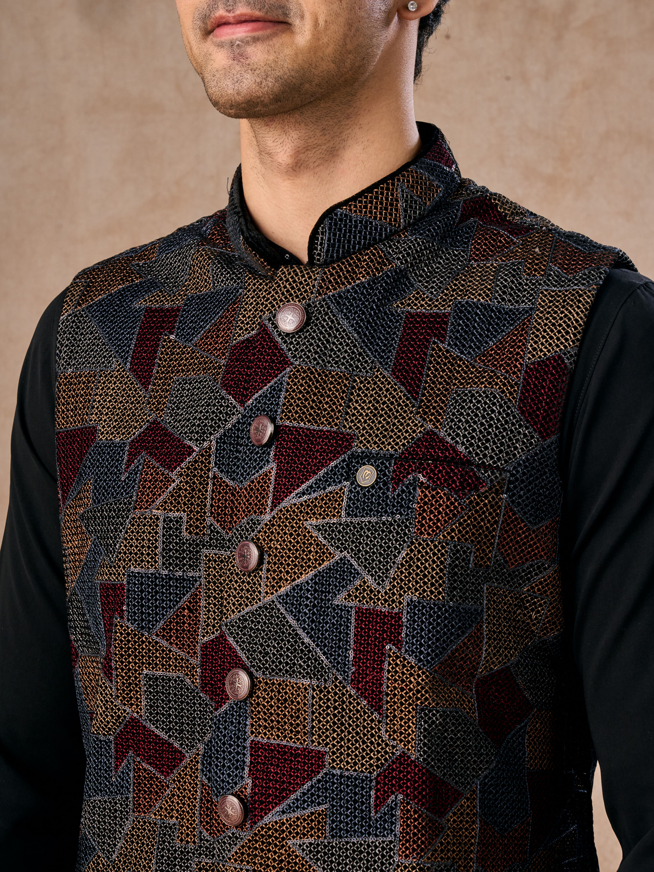 Manyavar Men Blue Elegance Kurta Jacket Set