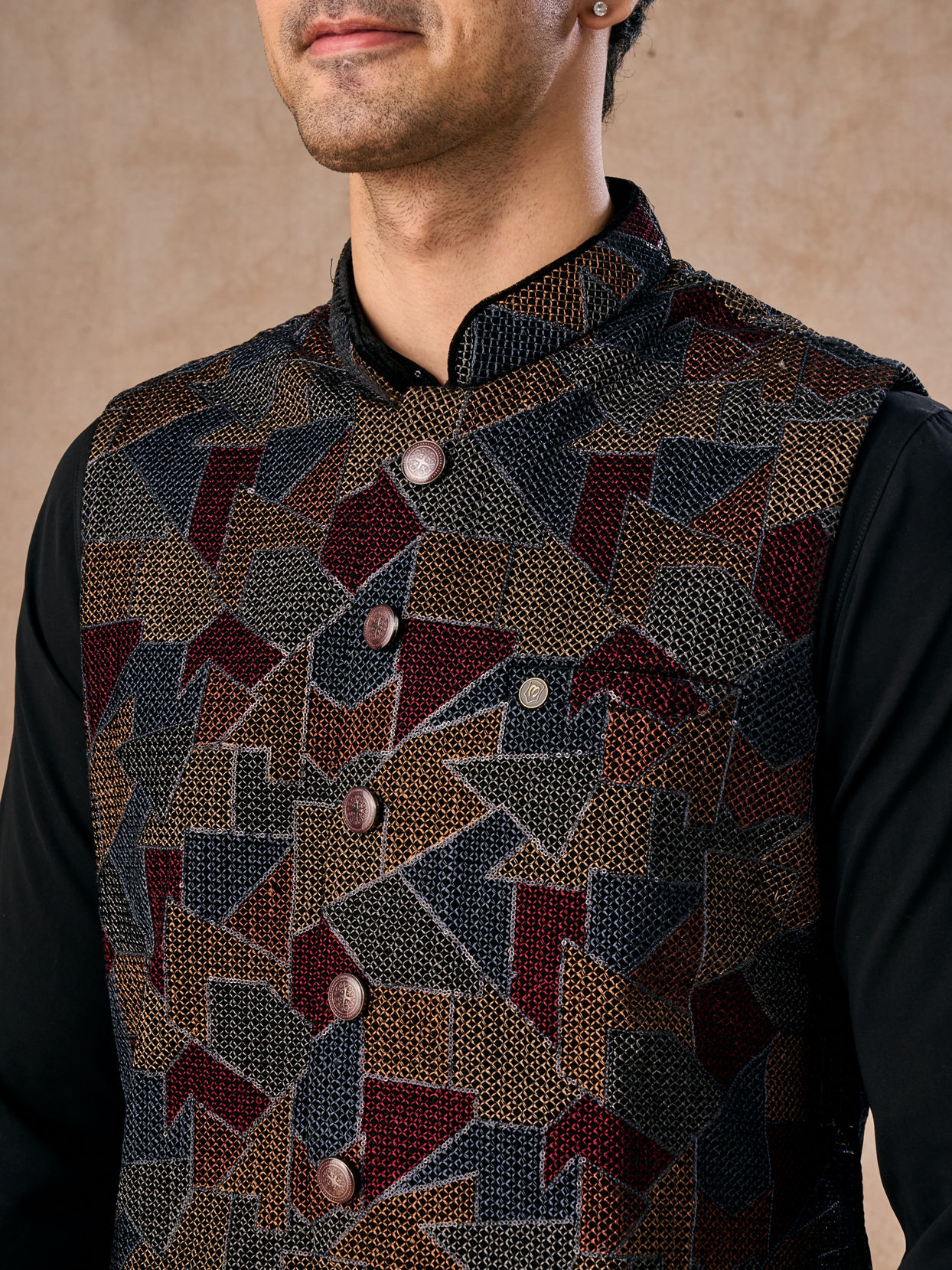 Manyavar Men Blue Elegance Kurta Jacket Set