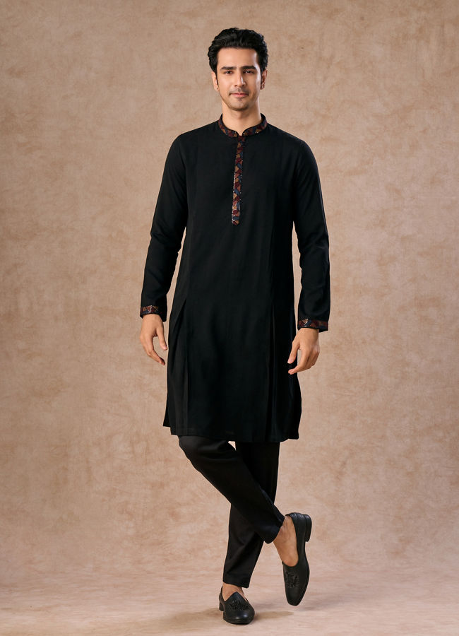 Manyavar Men Blue Elegance Kurta Jacket Set
