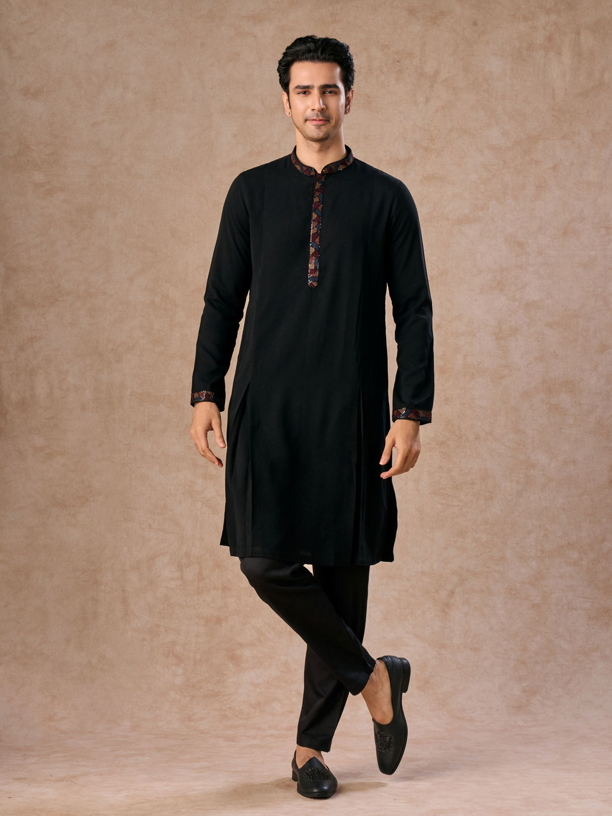 Manyavar Men Blue Elegance Kurta Jacket Set