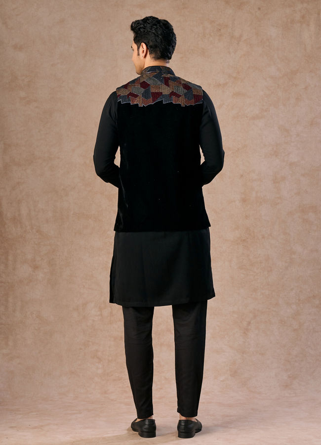 Manyavar Men Blue Elegance Kurta Jacket Set