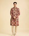 Manyavar Men Festive Fiesta Orange Kurta Jacket Set