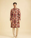 Manyavar Men Festive Fiesta Orange Kurta Jacket Set
