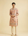Manyavar Men Elegant Beige Kurta Jacket Set
