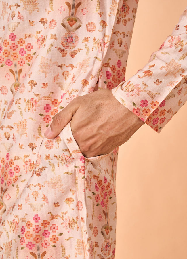 Manyavar Men Peach Radiance Kurta Jacket Set