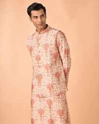 Manyavar Men Peach Radiance Kurta Jacket Set