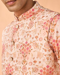 Manyavar Men Peach Radiance Kurta Jacket Set