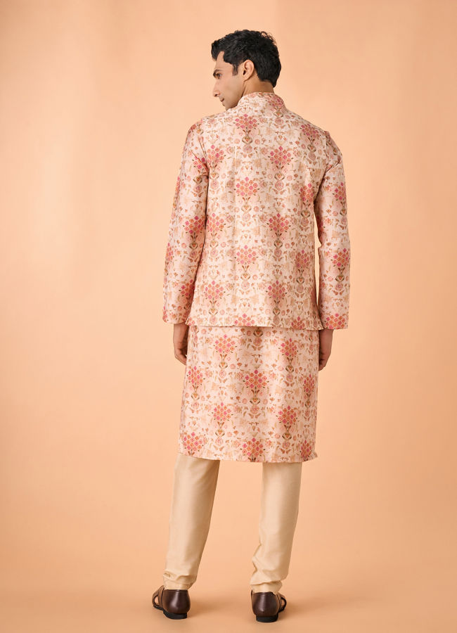 Manyavar Men Peach Radiance Kurta Jacket Set