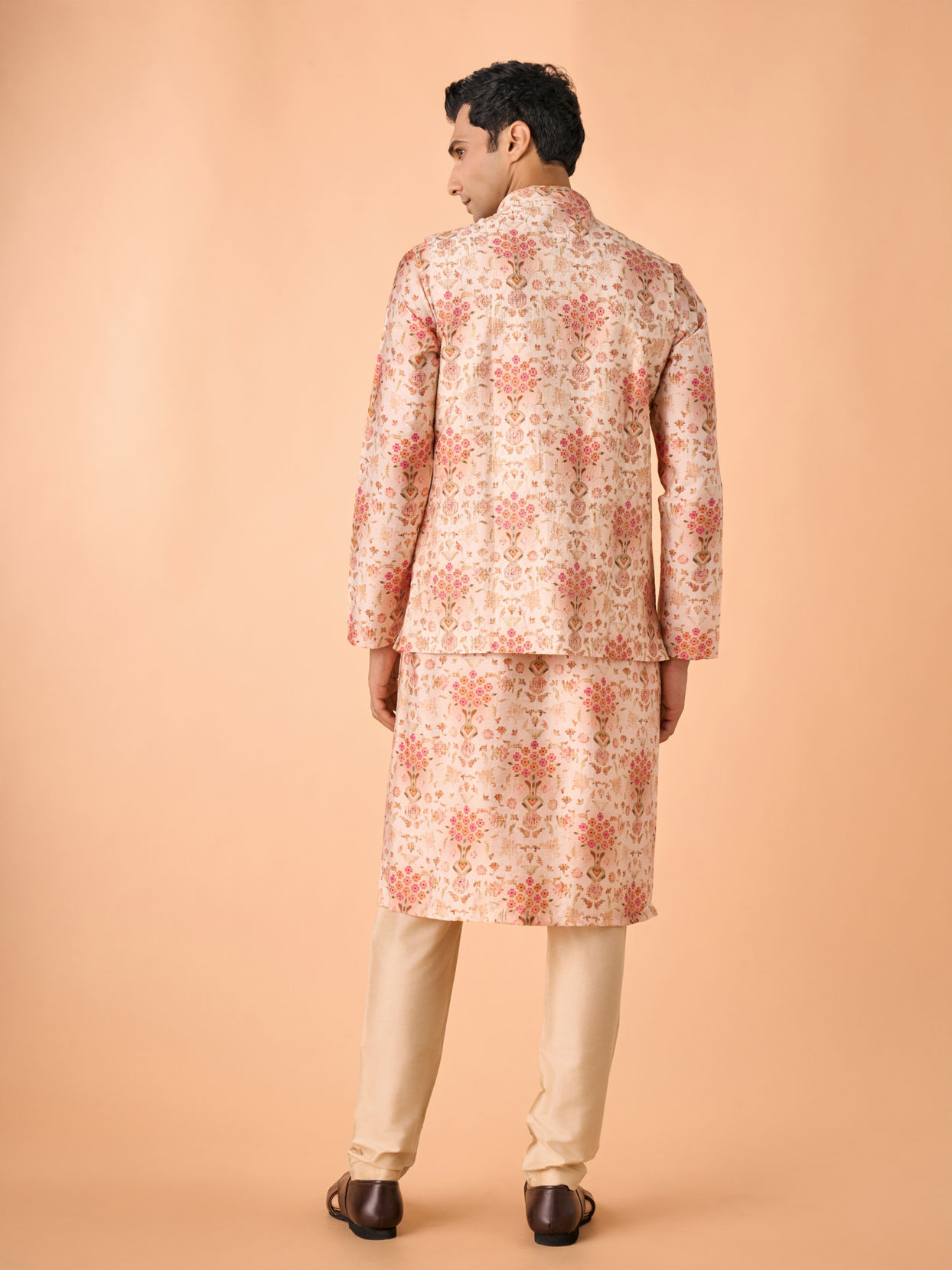 Manyavar Men Peach Radiance Kurta Jacket Set