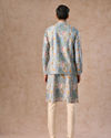 Manyavar Men Elegant Light Grey Kurta Jacket Set