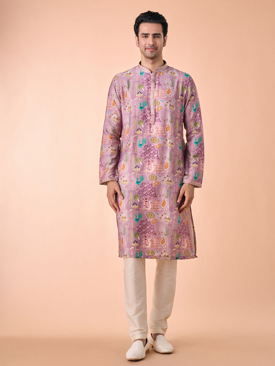 Manyavar Men Lilac Elegance Kurta Jacket Set