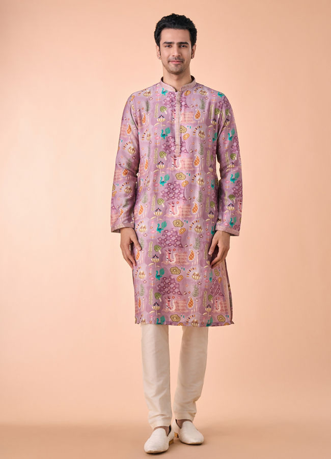 Manyavar Men Lilac Elegance Kurta Jacket Set