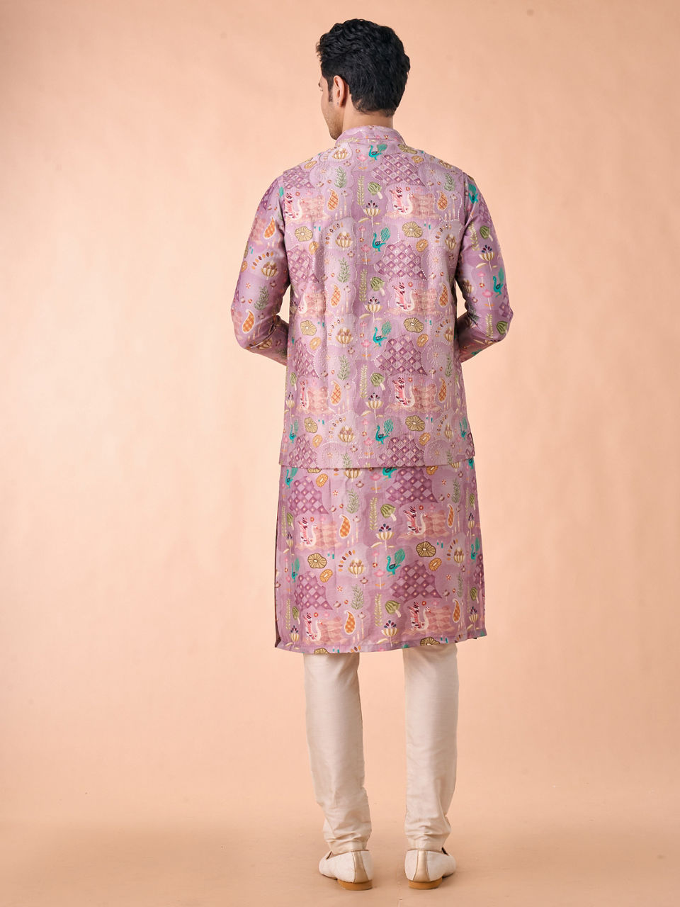 Manyavar Men Lilac Elegance Kurta Jacket Set