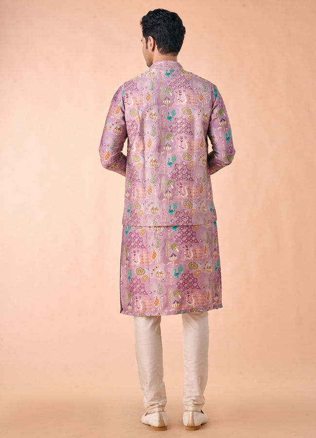 Manyavar Men Lilac Elegance Kurta Jacket Set