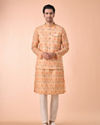 Manyavar Men Vibrant Mustard Kurta Jacket Set