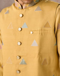 Manyavar Men Sun Kissed Yellow Kurta Jacket Set